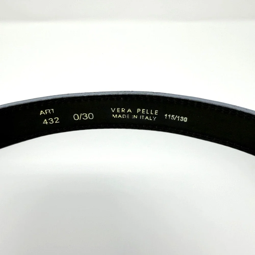 Vera Pelle Gray Leather Belt Men's‎ Size 37–41 Silver Buckle Made in Italy